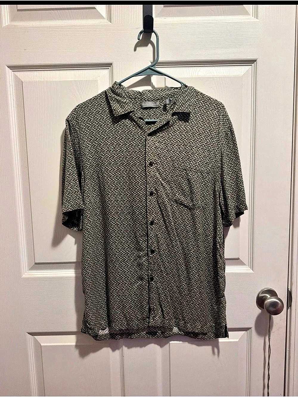 Geoffrey Beene Men's Geometric Button-Up Shirt in Brown & Green Size Medium